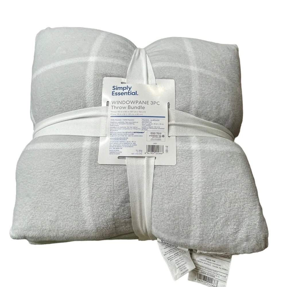 Simply Essential windowpane 3 pcs throw bundle - Picture 2 of 8
